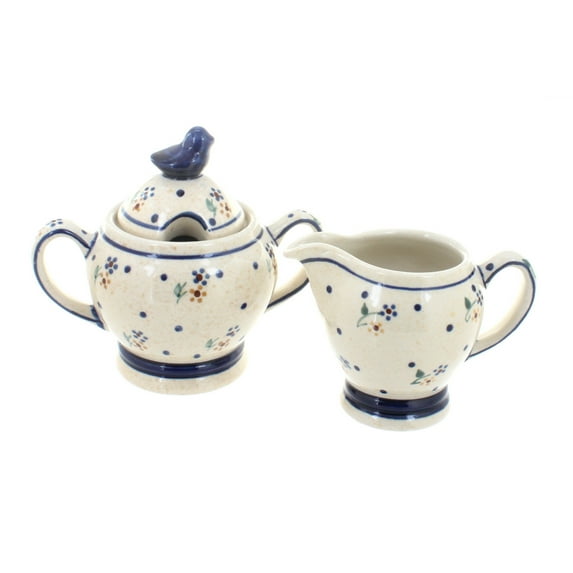 Blue Rose Polish Pottery Country Meadow Cream & Sugar