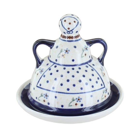 Blue Rose Polish Pottery Country Meadow Small Cheese Lady