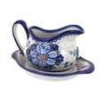 thumbnail image 1 of Blue Rose Polish Pottery Daisy Surprise Gravy Boat & Plate, 1 of 2