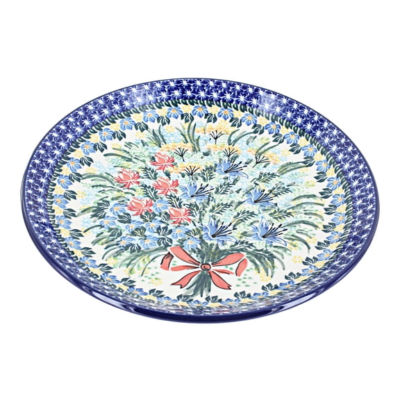 Blue Rose Polish Pottery Day Lily Bouquet Dinner Plate