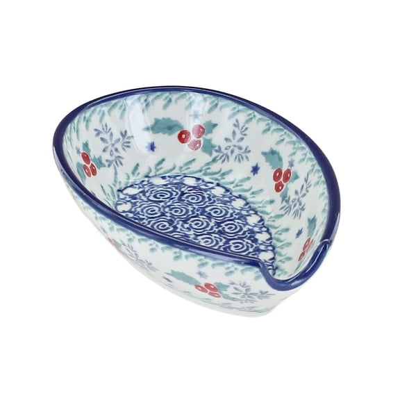Blue Rose Polish Pottery December Joy Small Spoon Rest
