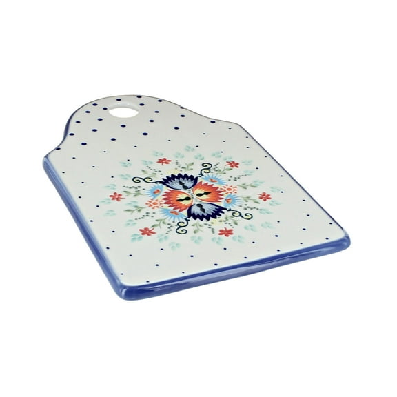 Blue Rose Polish Pottery Desert Flower Cutting Board
