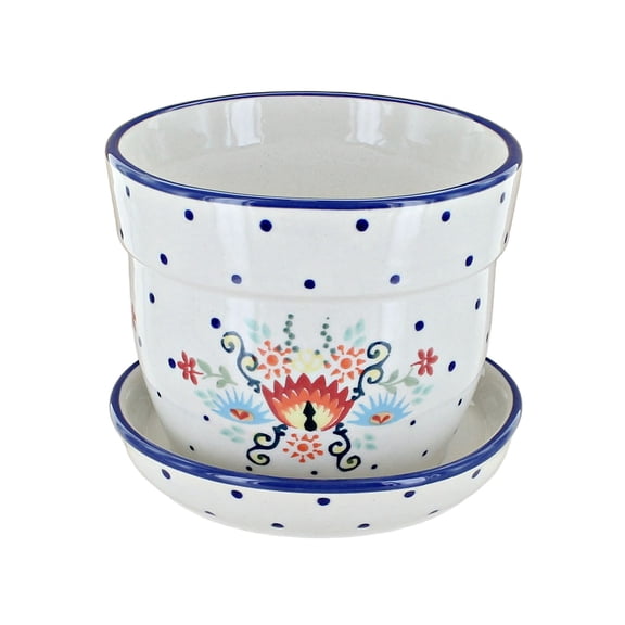Blue Rose Polish Pottery Desert Flower Medium Flower Pot