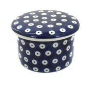 Blue Rose Polish Pottery Dots French Butter Dish