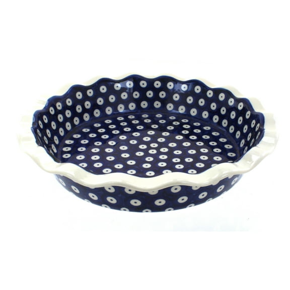 Blue Rose Polish Pottery Dots Pie Plate