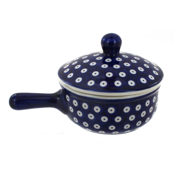Blue Rose Polish Pottery Dots Sauce Pot with Lid