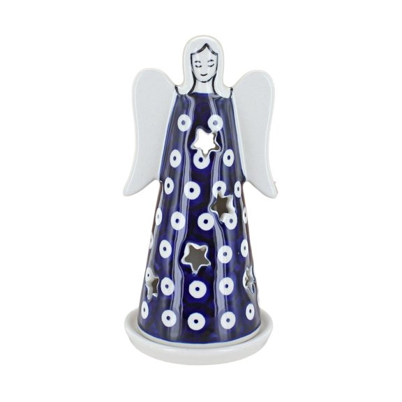 Blue Rose Polish Pottery Dots Small Angel Luminary