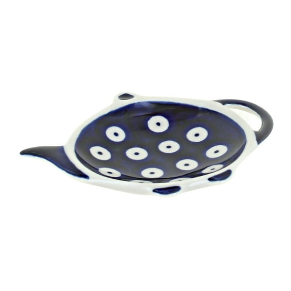 Blue Rose Polish Pottery Dots Teabag Holder