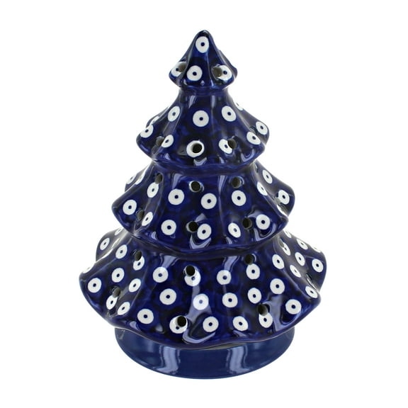 Blue Rose Polish Pottery Dots Tree Luminary