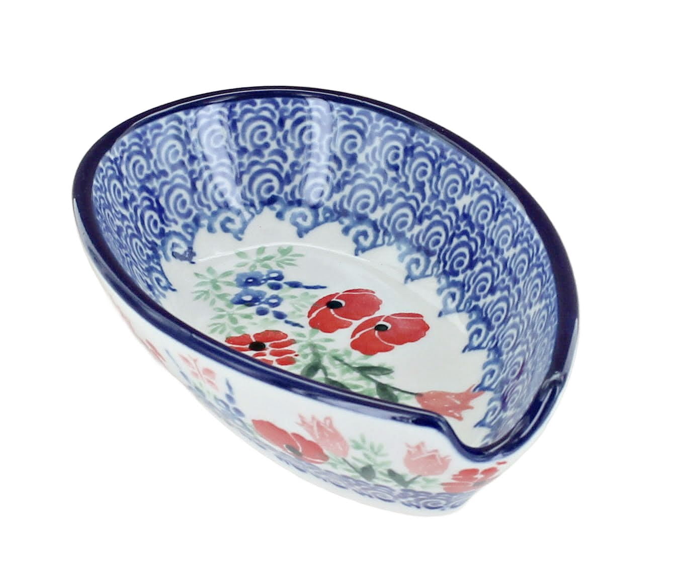 Blue Rose Polish Pottery Red Poppy Baker – 12.25" Round Baking Dish | Hand-Painted & Dishwasher Safe