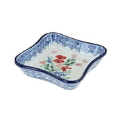 Blue Rose Polish Pottery Dreaming of Poppies Small Square Dish