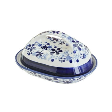 Blue Rose Polish Pottery Eloise Butter Dish with Handle