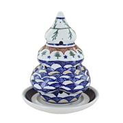 Blue Rose Polish Pottery Evergreen Christmas Tree Luminary