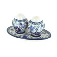 thumbnail image 1 of Blue Rose Polish Pottery Fantasy Salt & Pepper Shakers with Plate, 1 of 2