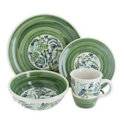 Blue Rose Polish Pottery Floating Fern 4 PC Place Setting - Service for 1