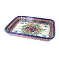 thumbnail image 1 of Blue Rose Polish Pottery Floral Butterfly Large Rectangular Baker, 1 of 6