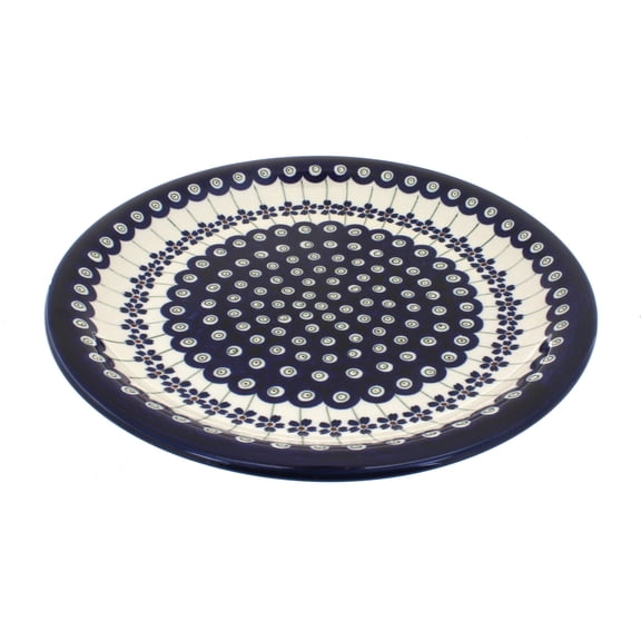 Blue Rose Polish Pottery Flowering Peacock Dinner Plate