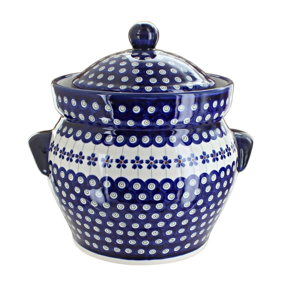 Blue Rose Polish Pottery Flowering Peacock Large Container