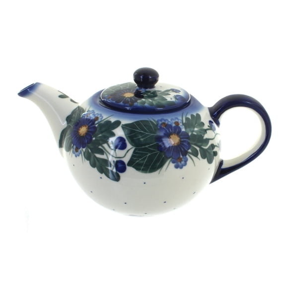 Blue Rose Polish Pottery Forget Me Not Large Teapot