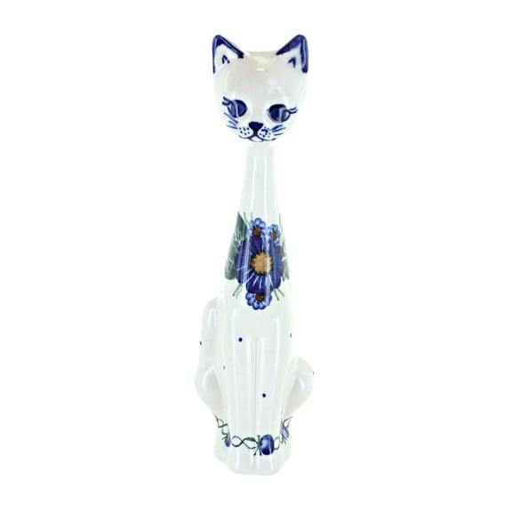 Blue Rose Polish Pottery Forget Me Not Medium Cat