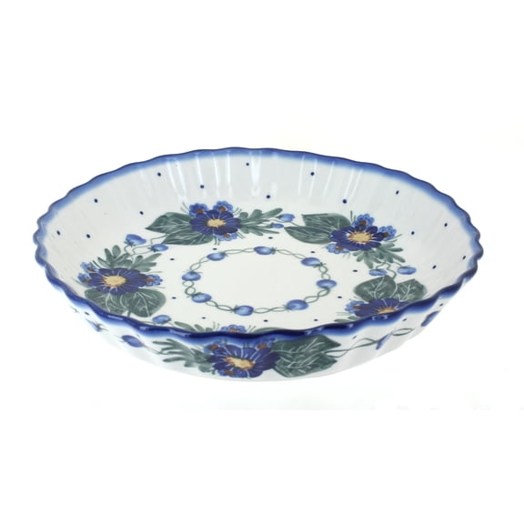Blue Rose Polish Pottery Forget Me Not Pie Plate
