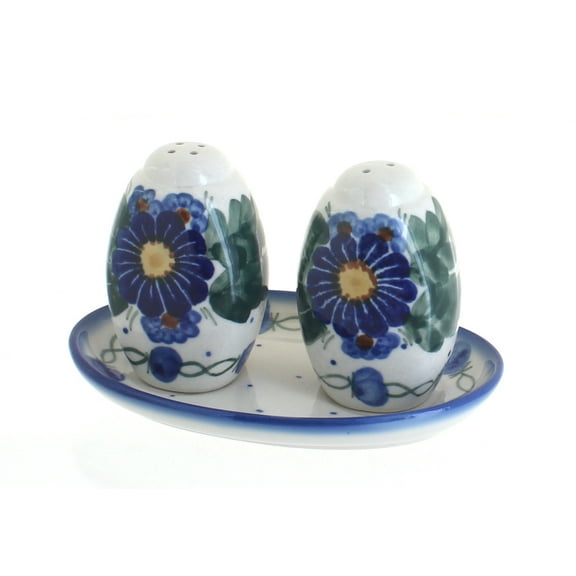 Blue Rose Polish Pottery Forget Me Not Salt & Pepper Shakers