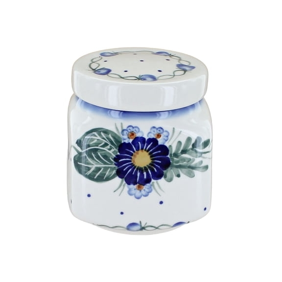 Blue Rose Polish Pottery Forget Me Not Small Canister