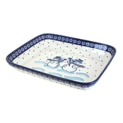 Blue Rose Polish Pottery Frosty Friend Medium Rectangular Baker