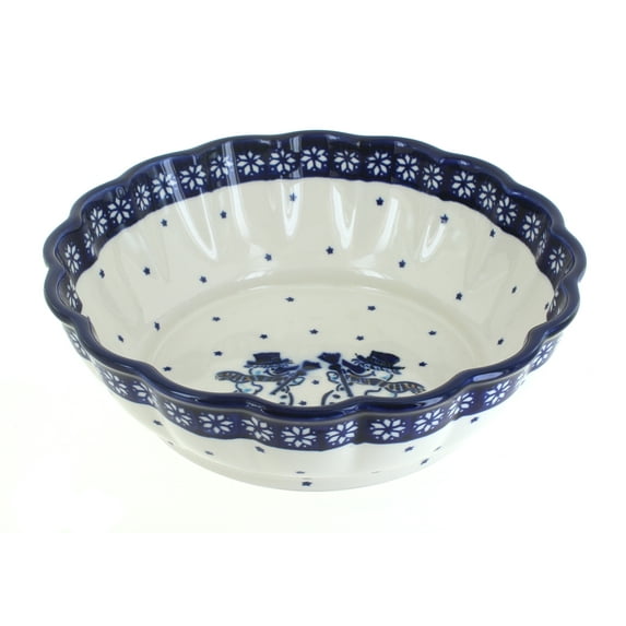 Blue Rose Polish Pottery Frosty Friend Large Scallop Bowl