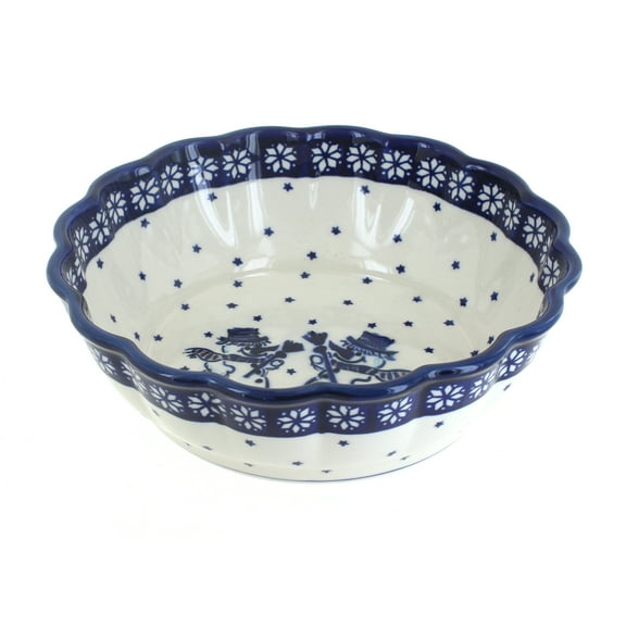 Blue Rose Polish Pottery Frosty Friend Medium Scallop Bowl