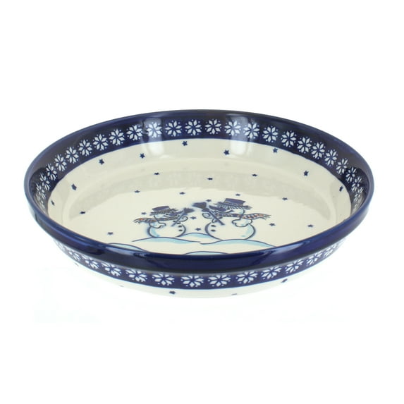Blue Rose Polish Pottery Frosty Friend Pie Plate