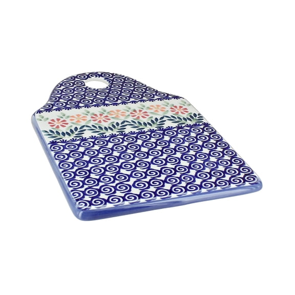 Blue Rose Polish Pottery Garden Bouquet Cutting Board