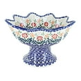 thumbnail image 1 of Blue Rose Polish Pottery Garden Bouquet Pedestal Fruit Bowl, 1 of 1