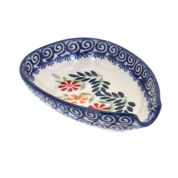 Blue Rose Polish Pottery Garden Bouquet Small Spoon Rest