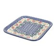 thumbnail image 1 of Blue Rose Polish Pottery Garden Bouquet Square Lunch Plate, 1 of 2