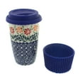 thumbnail image 1 of Blue Rose Polish Pottery Garden Bouquet Travel Coffee Mug, 1 of 2
