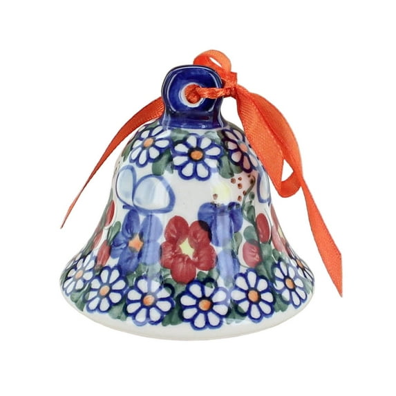 Blue Rose Polish Pottery Garden Butterfly Medium Bell