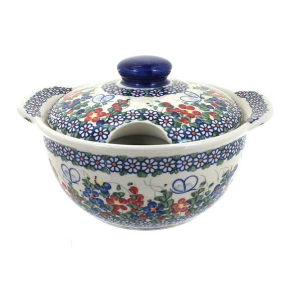 Blue Rose Polish Pottery Garden Butterfly Soup Tureen