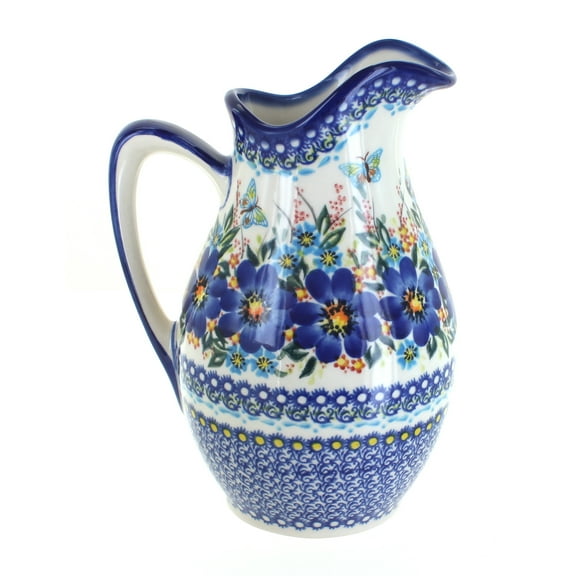 Blue Rose Polish Pottery Garden of Blue Pitcher