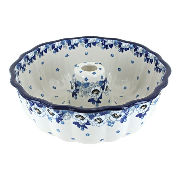 Blue Rose Polish Pottery Georgia Blue Ring Cake Pan