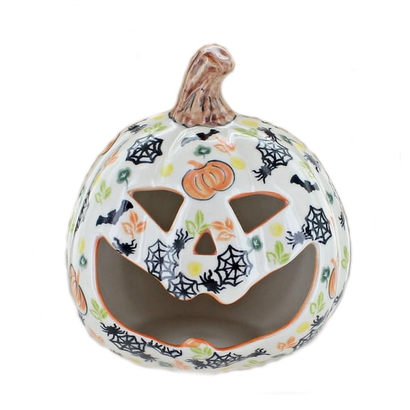 Blue Rose Polish Pottery Hallow's Eve Pumpkin Luminary