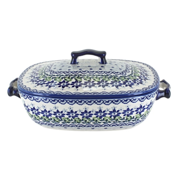 Blue Rose Polish Pottery Hallsey Roaster with Lid
