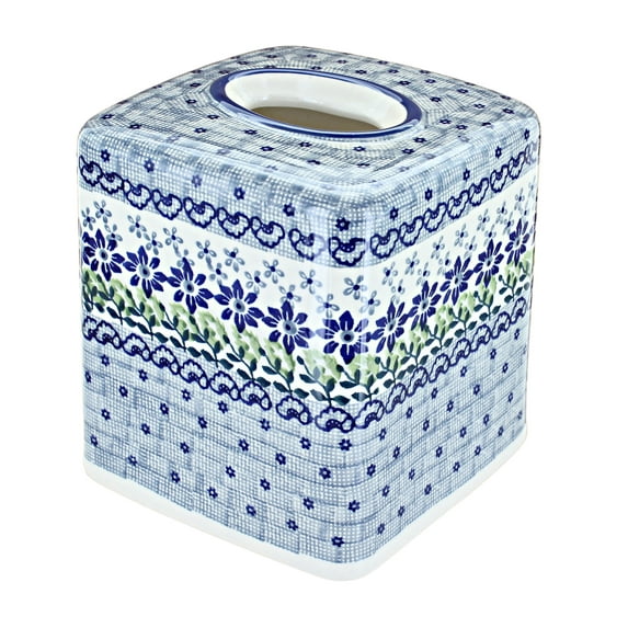 Blue Rose Polish Pottery Halsey Tissue Box