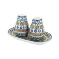 thumbnail image 1 of Blue Rose Polish Pottery Herb Garden Salt & Pepper Shakers with Tray, 1 of 2