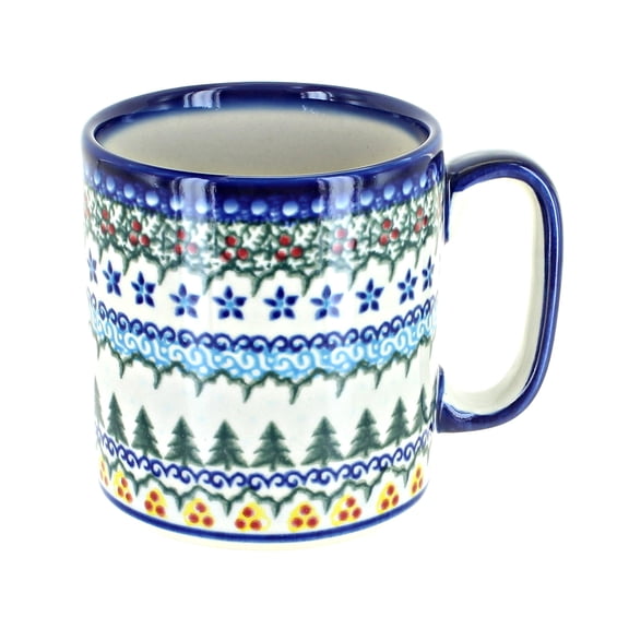 Blue Rose Polish Pottery Holiday Pine Coffee Mug