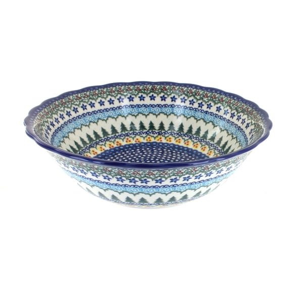 Blue Rose Polish Pottery Holiday Pine Large Serving Bowl