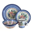 thumbnail image 1 of Blue Rose Polish Pottery Hummingbird 16 Piece Dinner Set with Small Coffee Mug, 1 of 1