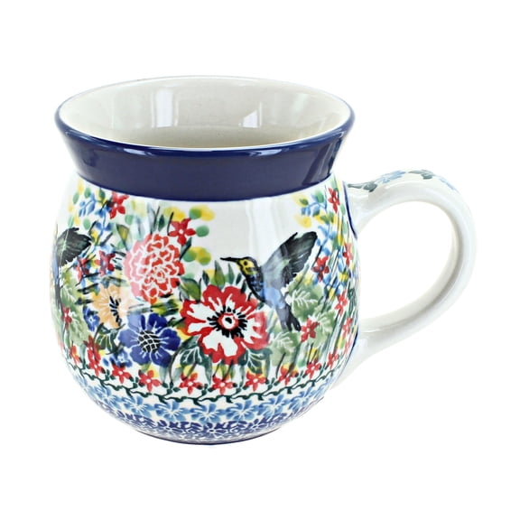 Blue Rose Polish Pottery Hummingbird Bubble Mug