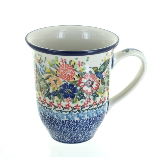 Blue Rose Polish Pottery Hummingbird Large Coffee Mug