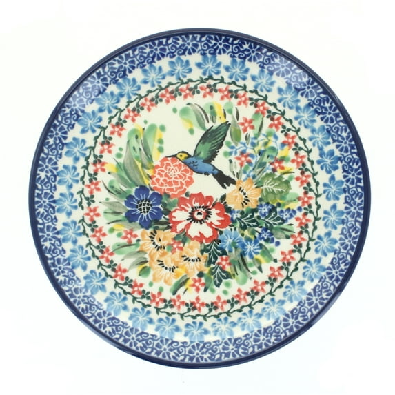 Blue Rose Polish Pottery Hummingbird Saucer
